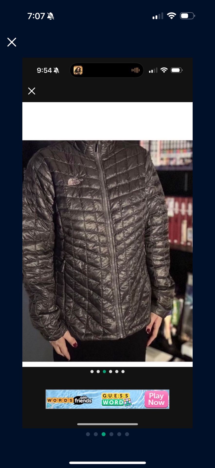 WOMENS MEDIUM NORTH FACE  COAT JACKET THERMOBALL**DARK GREY CHARCOAL COLOR **