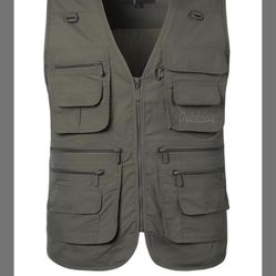 PASOK Men's Work Fishing Vests Lightweight Safari Travel Hunting Waistcoat With Multi-Pockets Color 3 M