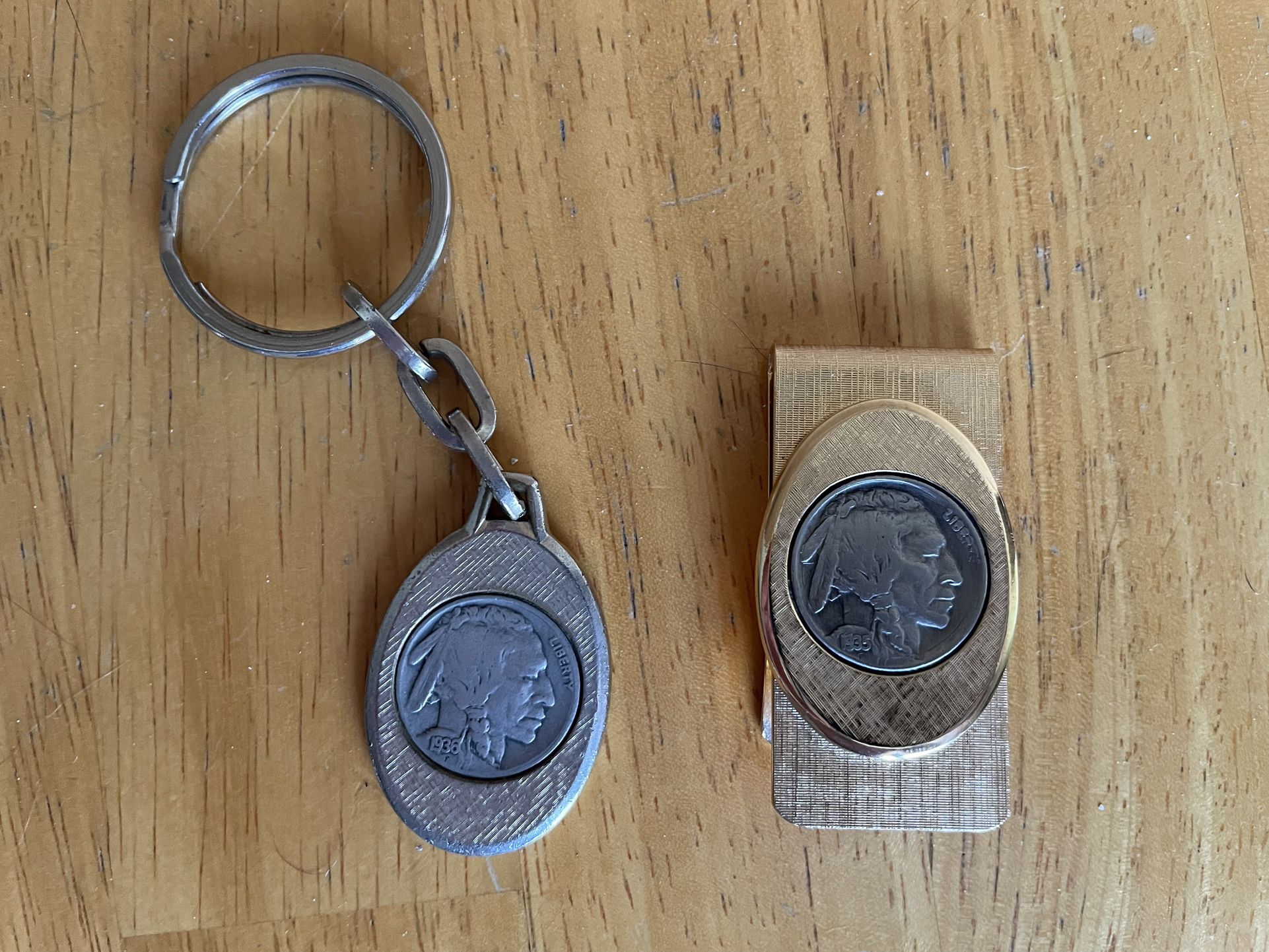 $40 1935 Buffalo Head Nickel Keychain & Money Clip Set