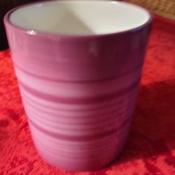 HAND PAINTED SWIRLING BANDS OF PURPLE PLANTER POT OR VASE