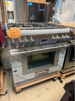 Slide stove dual fuel gas range Thermador w 36