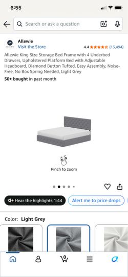 Free king gray bed frame with 4 drawers