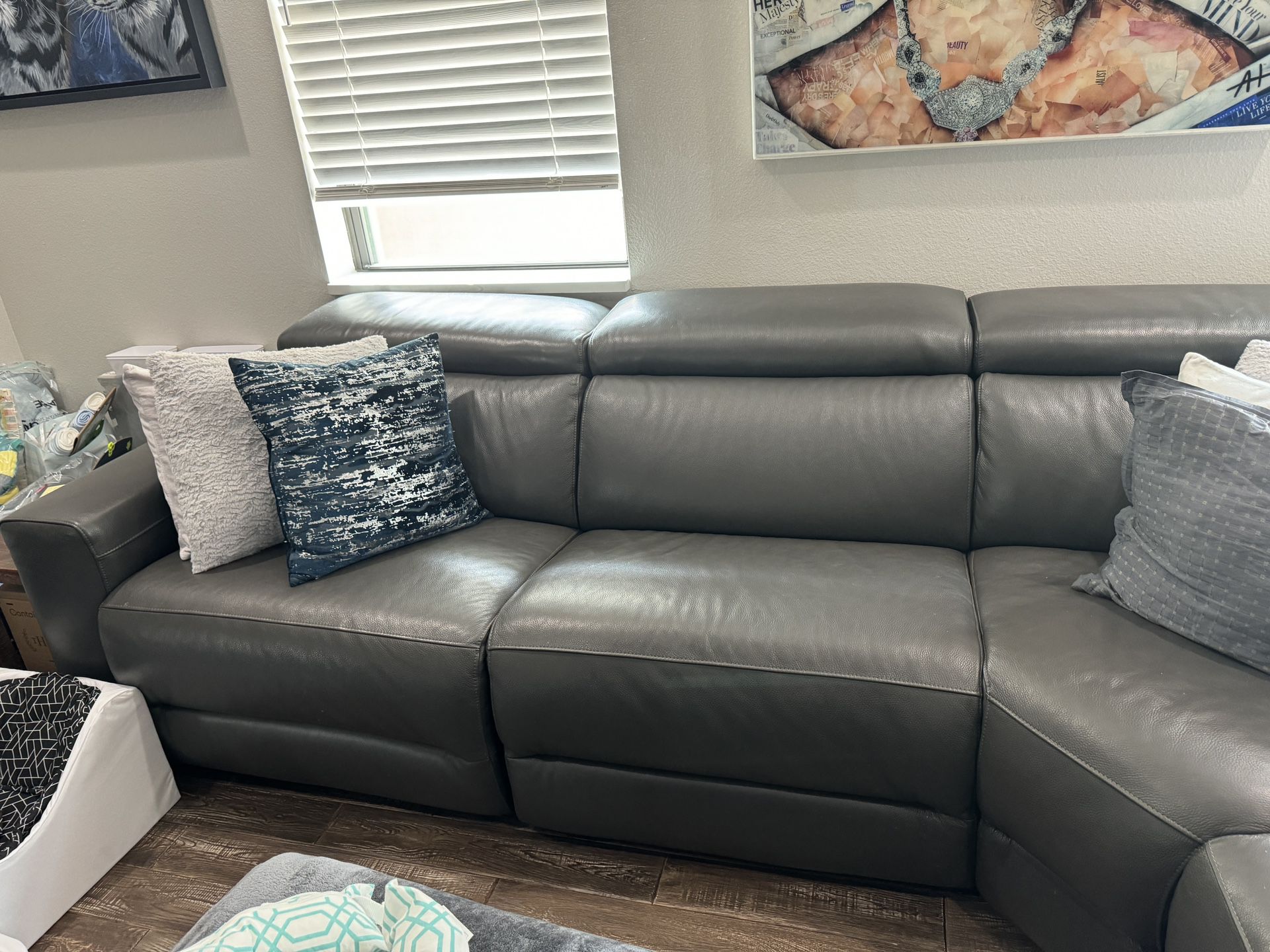 Used Couch - Gray Treated Leather 