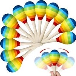 Boao 20 Pcs 7.87 Inch Cinco De Mayo Maracas Wooden Fiesta Maracas