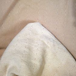 6 Yards Reversible Beige & Off-white Cotton Blend Textured Fabric 