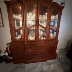 Wooden China Cabinet/ hutch with  light $80