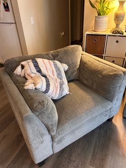 Cozy comfy large blue chair