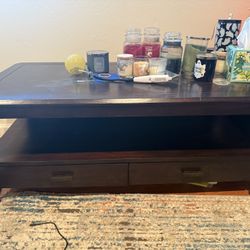 Wood Coffee Table With Drawers