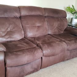 ASHLEY 🛋 Brown Soft Faux Leather power Recliner Sofa🛋   