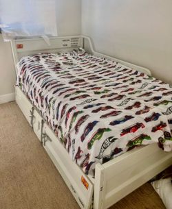 Twin bed with trundle bookcase and mattress included