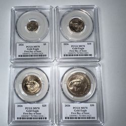 2026 Gold Eagle First Day of Issue Stephanie Sabin Signature 4 Coin Set