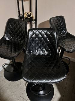 PU Leather Bar Stools (All Black)