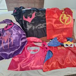 Set Of 5 Super Hero Capes W/ Masks