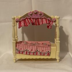 Fisher Price Loving Family Dollhouse Furniture Girl Bedroom Pink Canopy Bed 2009