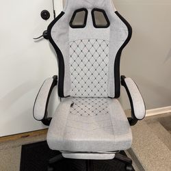 Brand New Grey/Black Tall Back Height Adjustable Reclining Gaming Chair w/Slide Out Footrest