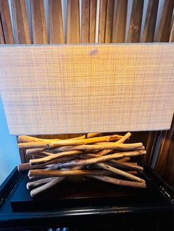 Driftwood Table Lamp with Linen Shade