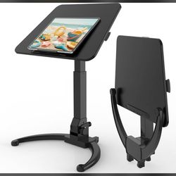 JOY worker Foldable Mobile Standing Desk, Height Adjustable Sit Stand Desk, 90° Tiltable Rolling Laptop Desk, Portable Desk with Wheels Non-Slip Mat 
