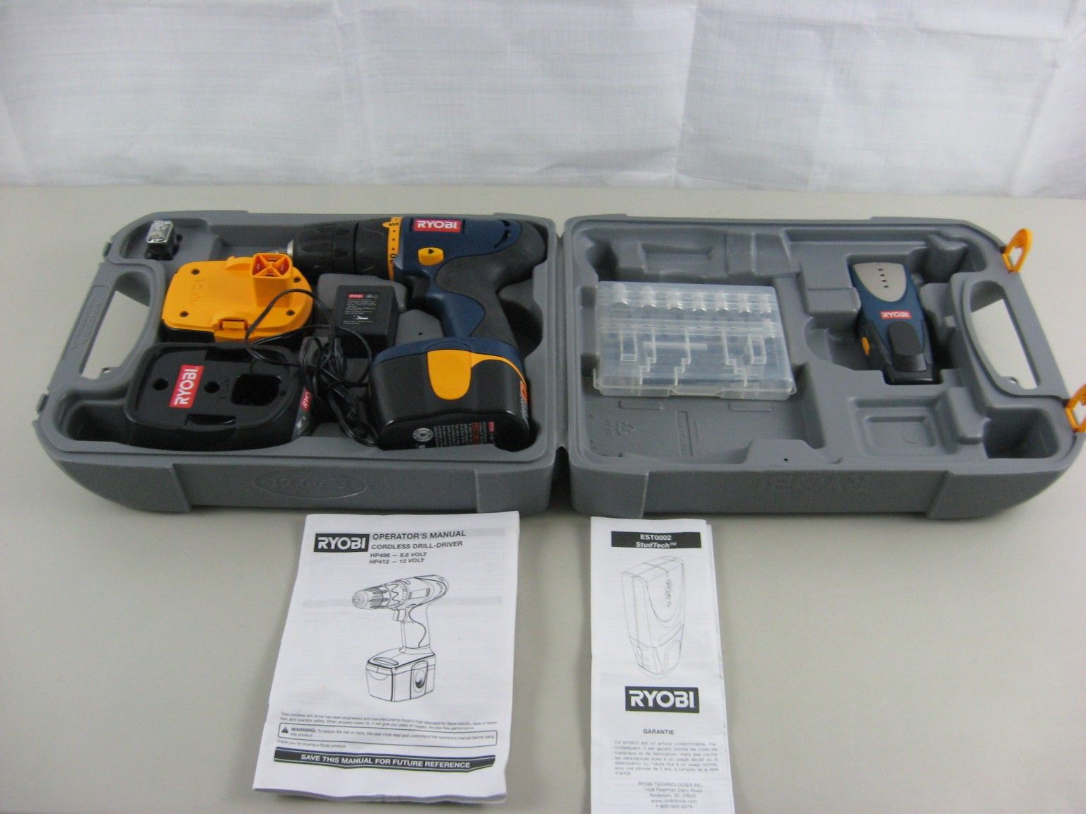 Ryobi HP412 12V 3/8" Cordless Drill Driver&Stud Tech EST0002 & Accessories