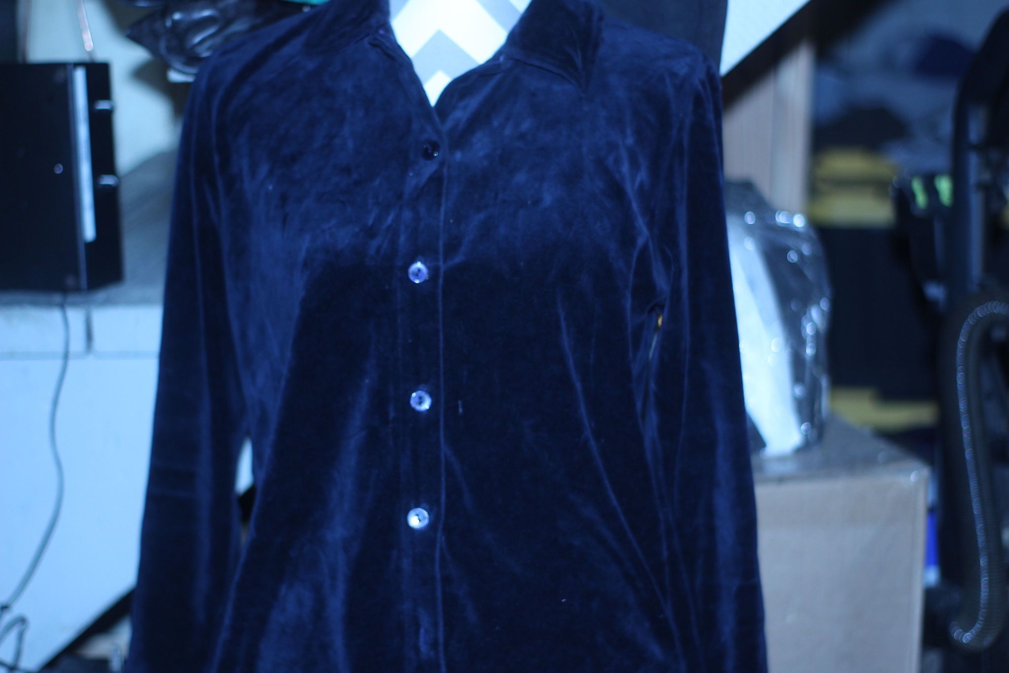 Button Up Velvet Blouse