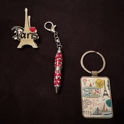 Paris Souvenir Set with Keychain, Pen, and Magnet