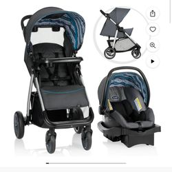 Evenflo Clover Sport Travel System Stroller, Atlantic Chevron Blue