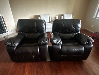 Pair of Brown Leather Recliners