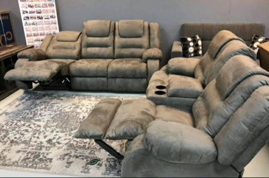 Gray Reclining Living Room Set Sofa And Loveseat 