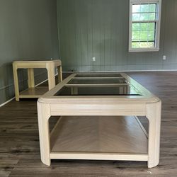 Wood/Glass Coffee Table & Side Table 