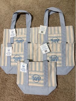 Trader Joe’s Stripped mini tote Light Blue