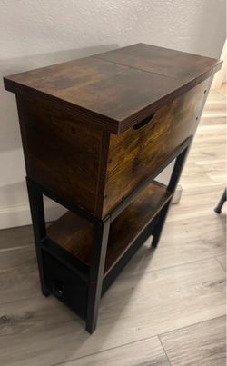 Flip Top Narrow End Table, Storage Fabric Drawer Side Table for Sofa, Living Room & Small Spaces