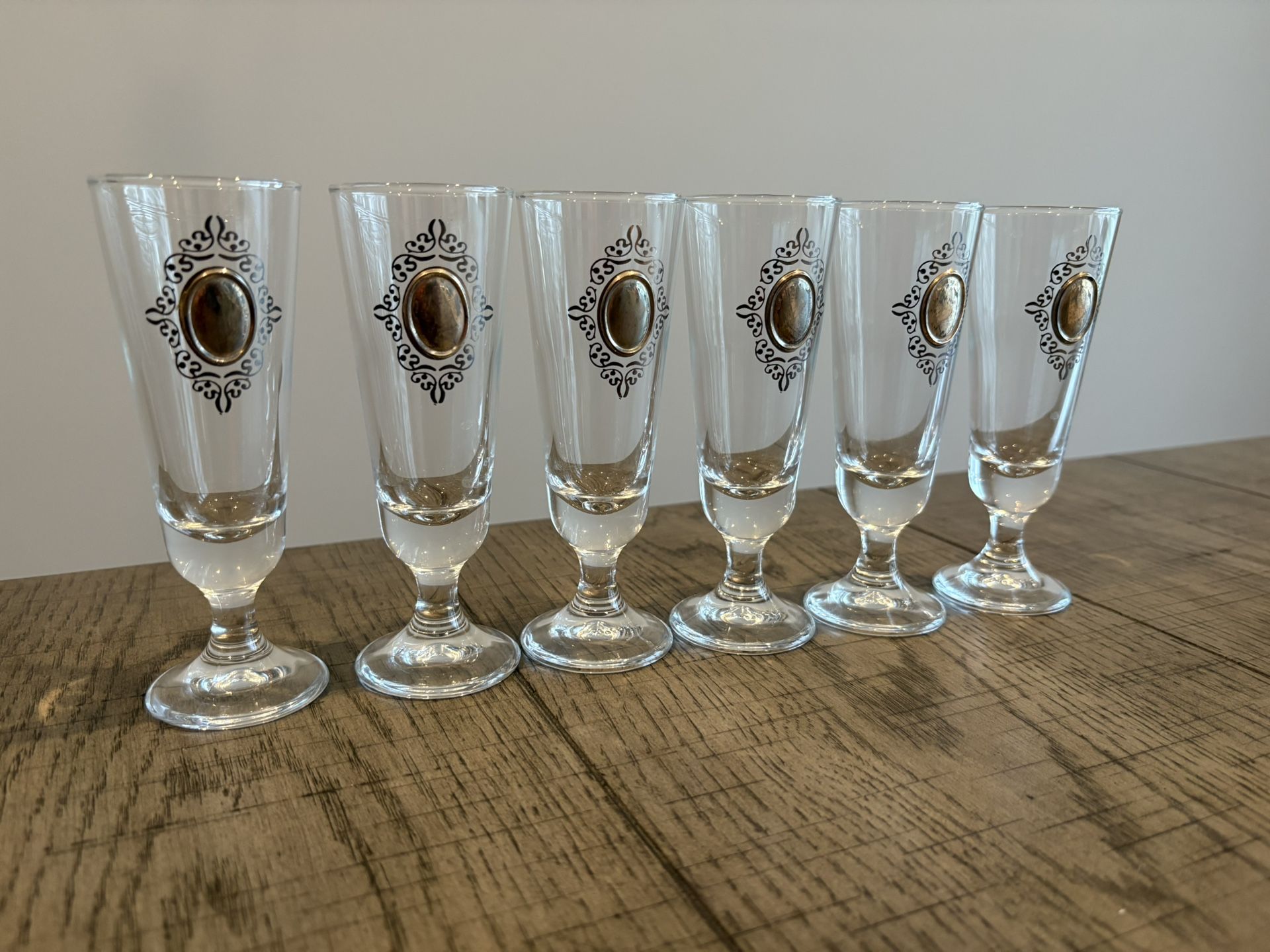 Footed Shot Glasses with Sterling Silver