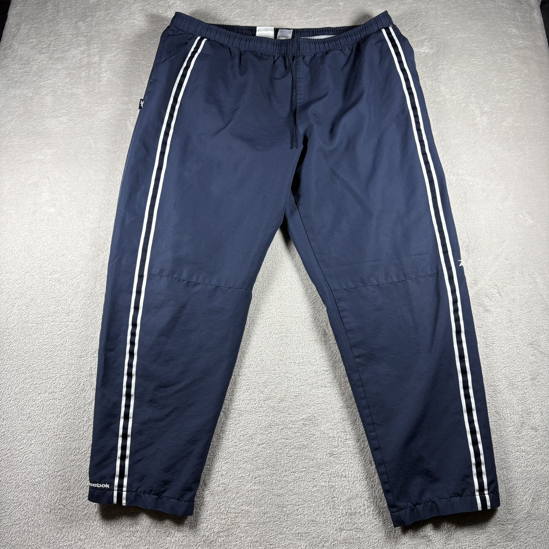 Vintage Reebok Men’s Size XL Blue Track Pants Baggy Nylon Y2K #855