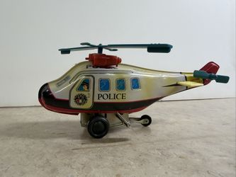 Russ Yesterday's Favorites Tin Windup Police Patrol Helicopter 8" NIB.