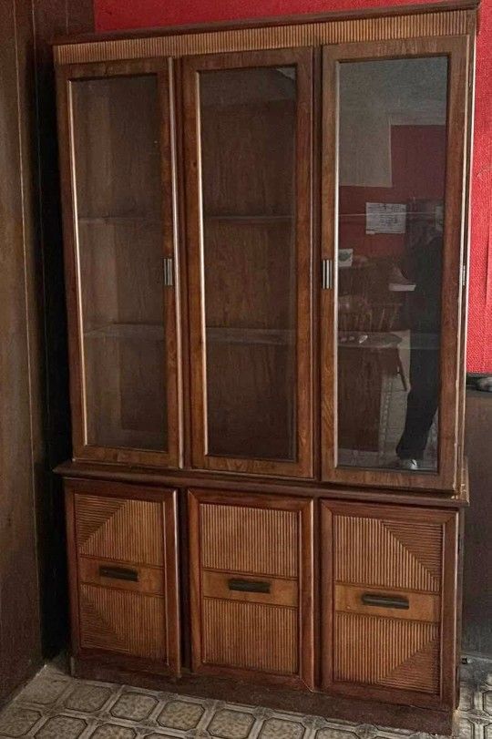 Real Wood China Cabinet - Vintage