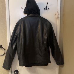 Guess leather mens biker jacket sz large