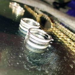 Real Silver And Gold Diamond Earrings And Bracelets