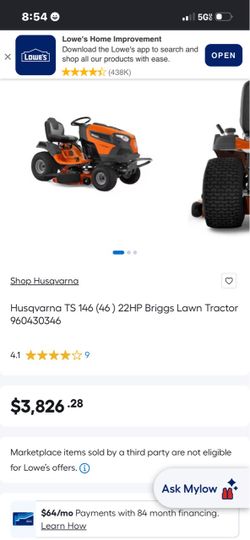Husqvarna TS 146 46-Inch 22HP Lawn Tractor