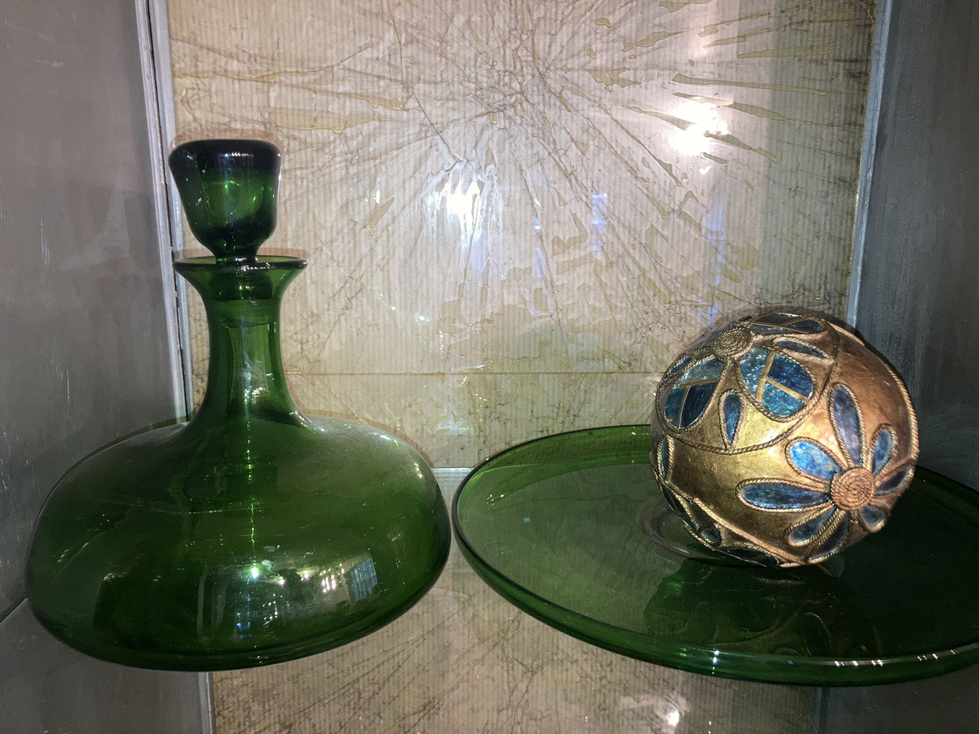 Dark Green Glass Kitchen Set