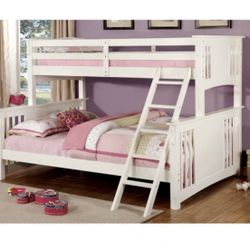White Twin XL / Queen Bunk Bed 