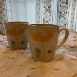 Threshold Coffee Mugs Yellow Flowers Set