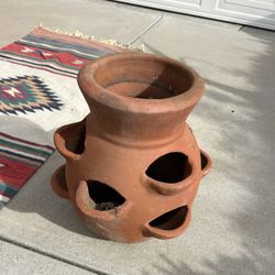 Vintage large heavy herb planter pot terracotta clay succulent plants flowers cacti  garden urn rustic Weathered Chipped 