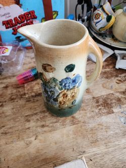 Antique Ceramic Floral Pitcher