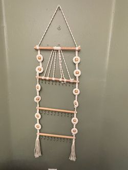 Macrame bohemian wall hanging jewlery holder/organizer
