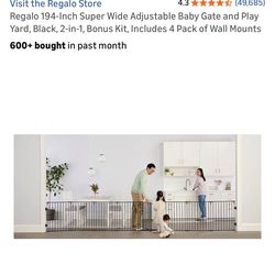 Regalo 194-Inch Super Wide Adjustable Baby Gate and Play Yard