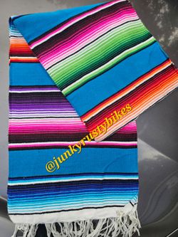 New blue traditional 5x7 Serape sarape zarape Mexican blanket