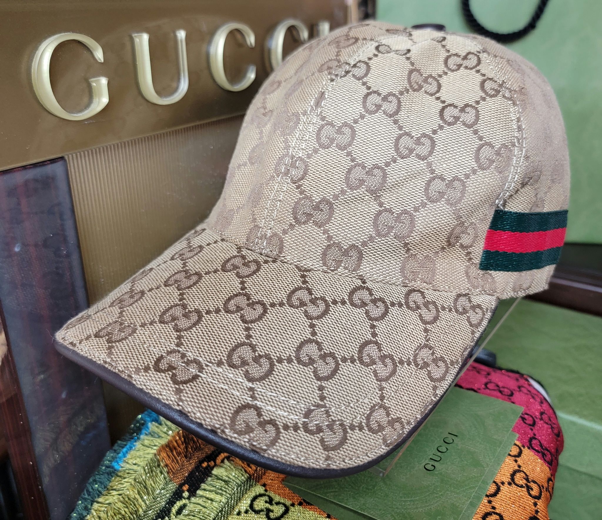 Gucci Original Gg Canvas Baseball Hat With Web