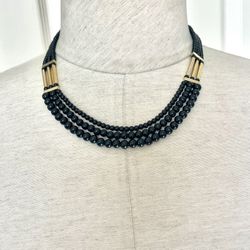 Napier Vintage Black And Gold Tone Necklace