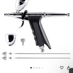 Gaahleri Airbrush Kit, Airbrush Gun Dual Action Gravity Feed Set, 0.38 & 0.5mm Needles, 1/2 & 1/4 OZ Fluid Cup, Multi-Purpose Air Brush Makeup Model C