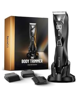 Body Groomers for Men - Pubic Hair Trimmer for Man - Waterproof Wet/Dry- Electric Ball Shaver with Display & Light