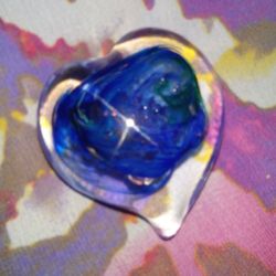 3.5" Signed Blown Glass Heart Paperweight